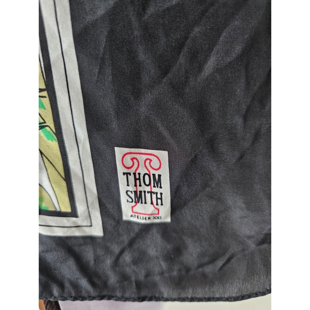 Thom Smith Atelier XXI Large Square Silk Scarf Fashion Illustration Bamboo Print - Picture 5 of 6